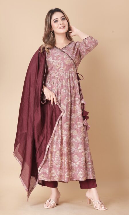 Elegant Gajari Viscose Modal Silk Kurti Set With Dupatta
