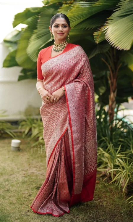 Light Peach Pure Soft Semi-Silk Saree with Stylish Blouse Piece
