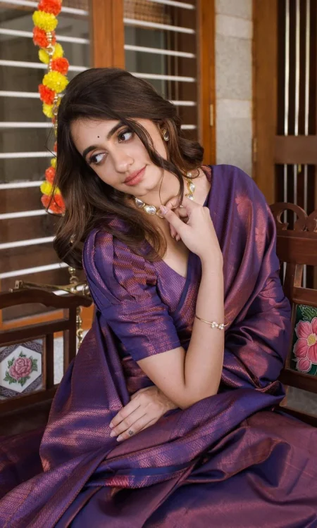 Violet Pure Soft Semi-Silk Saree with Stylish Blouse Piece