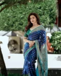 royal-blue-firozi-colour-combination-pure-soft-semi-silk-saree 4