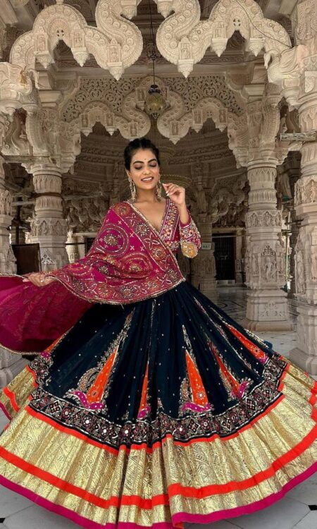 Exquisite Embroidered Lehenga Choli Set in Heavy Muslin Cotton