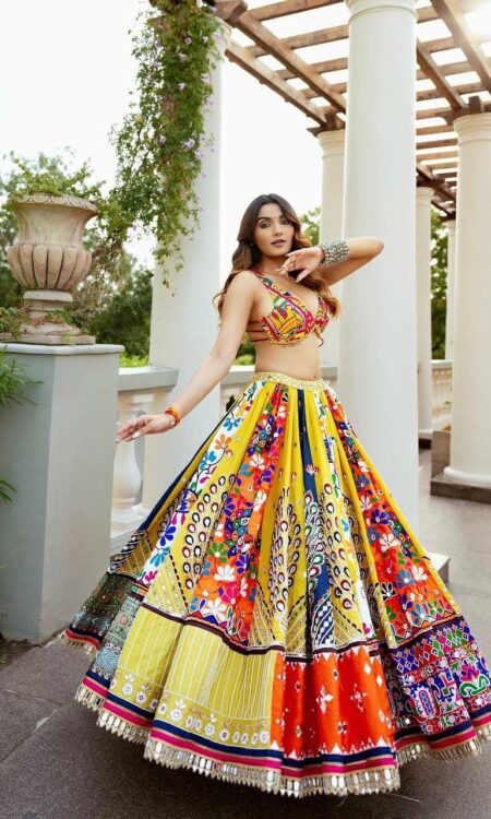 Captivating Printed Colourful  Lehenga Choli Set in Luxurious Muslin Cotton