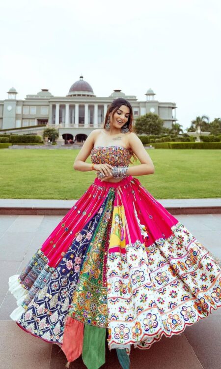 Designer Printed Multi-Coloured Lehenga Choli Set in Heavy Muslin Cotton