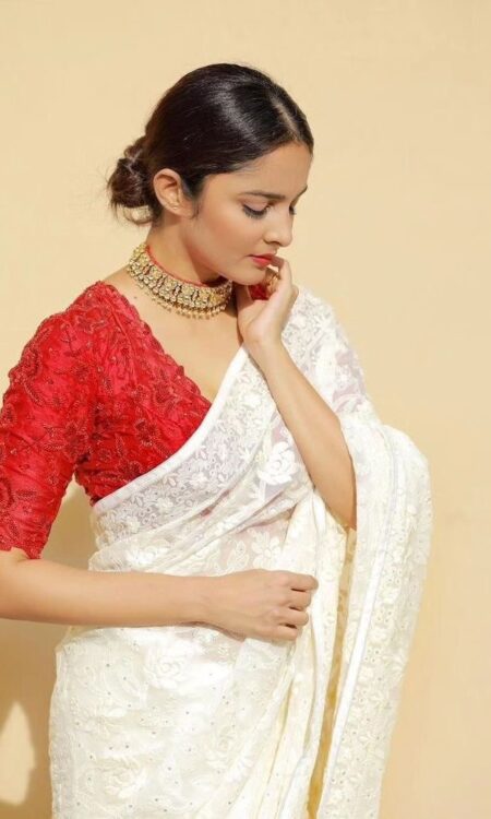 Exquisite Georgette Saree with Thread Embroidery and Sequence Work